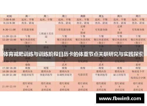 体育减肥训练与训练阶段日历卡的体重节点关联研究与实践探索